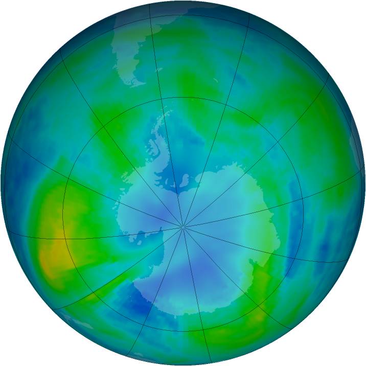 Antarctic ozone map for 22 April 1988